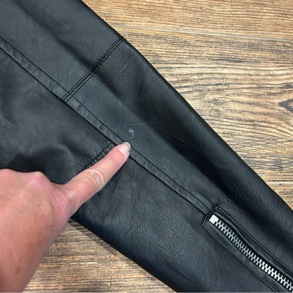 Blank NYC Black Bomber Jacket with Red and White Stripes - Size M - Picture 9 of 11